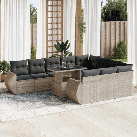 Set de sofás de jardín 11 pzas y cojines ratán sintético gris by , Garden sets - Ref: Foro24-3326713, Price: 876,00 €, Discou...
