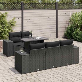 Set de sofás de jardín 6 piezas y cojines ratán sintético negro by , Garden sets - Ref: Foro24-3326726, Price: 503,36 €, Disc...