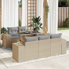 Set of garden sofas with cushions 6 pcs synthetic rattan beige by , Garden sets - Ref: Foro24-3326730, Price: 559,20 €, Disco...