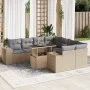 Set de sofás de jardín con cojines 9 pzas ratán sintético beige by , Garden sets - Ref: Foro24-3326770, Price: 684,19 €, Disc...