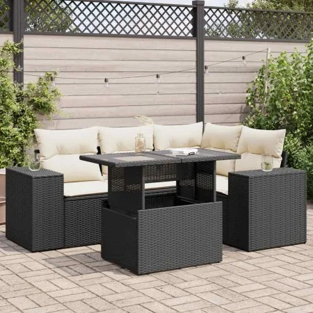 Set de muebles de jardín 5 pzas y cojines ratán sintético negro von , Gartensets - Ref: Foro24-3326787, Preis: 390,96 €, Raba...