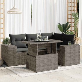 Juego de sofás jardín con cojines 5 pzas ratán sintético gris de , Conjuntos de jardín - Ref: Foro24-3326791, Precio: 412,59 ...