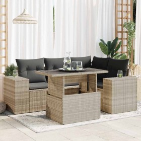 Set aus Gartensofas und Kissen 5 Stück synthetisches Rattan hellgrau von , Gartensets - Ref: Foro24-3326793, Preis: 418,09 €,...
