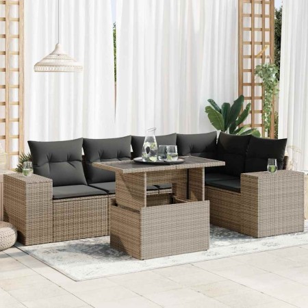 Set mit 6 Gartenmöbeln und Kissen synthetisches Rattangrau von , Gartensets - Ref: Foro24-3326801, Preis: 469,31 €, Rabatt: %