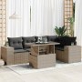 Set de muebles de jardín 6 pzas y cojines ratán sintético gris
