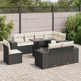 Set de sofás de jardín con cojines 9 pzas ratán sintético negro by , Garden sets - Ref: Foro24-3326817, Price: 651,34 €, Disc...