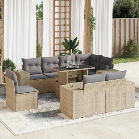 Set de sofás de jardín con cojines 9 pzas ratán sintético beige von , Gartensets - Ref: Foro24-3326820, Preis: 734,53 €, Raba...