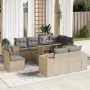 Set de sofás de jardín con cojines 9 pzas ratán sintético beige von , Gartensets - Ref: Foro24-3326820, Preis: 734,53 €, Raba...