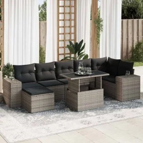 Set of garden sofas and cushions 8 pieces synthetic rattan gray by , Garden sets - Ref: Foro24-3326841, Price: 543,23 €, Disc...