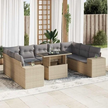 Set of garden sofas with beige cushions 10 pcs synthetic rattan by , Garden sets - Ref: Foro24-3326860, Price: 724,75 €, Disc...