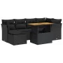 Set de sofás de jardín 7 pzas con cojines ratán sintético negro by , Garden sets - Ref: Foro24-3326946, Price: 481,39 €, Disc...