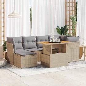 Set sofás de jardín 7 piezas y cojines ratán sintético beige von , Gartensets - Ref: Foro24-3326950, Preis: 492,34 €, Rabatt: %