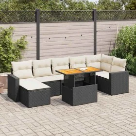 Set of garden sofas and cushions 8 pieces synthetic rattan black by , Garden sets - Ref: Foro24-3327066, Price: 504,52 €, Dis...