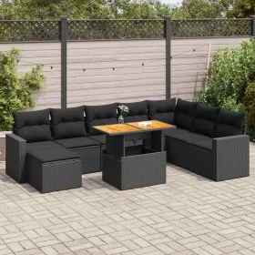 Set de sofás de jardín con cojines 9 pzas ratán sintético negro by , Garden sets - Ref: Foro24-3327072, Price: 599,94 €, Disc...