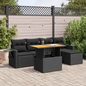 Set de sofás de jardín 6 piezas y cojines ratán sintético negro von , Gartensets - Ref: Foro24-3327135, Preis: 440,27 €, Raba...