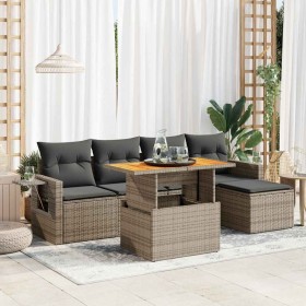 Set de muebles de jardín 6 pzas y cojines ratán sintético gris de , Conjuntos de jardín - Ref: Foro24-3327140, Precio: 408,22...