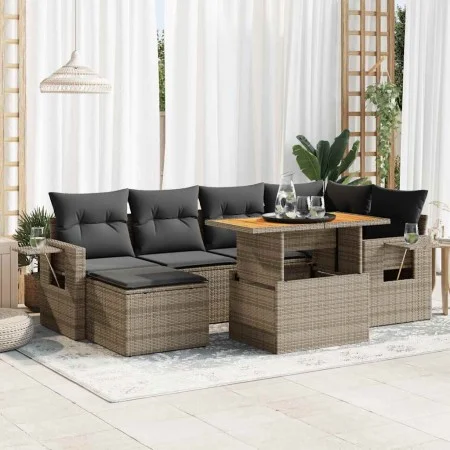 Set of 7 garden sofas with cushions synthetic rattan gray by , Garden sets - Ref: Foro24-3327175, Price: 473,11 €, Discount: %