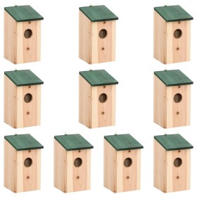 Birdhouse 10 units solid fir wood 12x12x22cm by vidaXL, Birdhouses - Ref: Foro24-314815, Price: 74,81 €, Discount: %