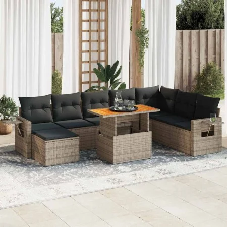 Set de sofás de jardín con cojines 9 pzas ratán sintético gris by , Garden sets - Ref: Foro24-3327189, Price: 586,81 €, Disco...