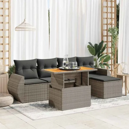 Set de muebles de jardín 6 pzas y cojines ratán sintético gris von , Gartensets - Ref: Foro24-3327252, Preis: 414,95 €, Rabat...