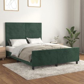 Estructura cama sin colchón terciopelo verde oscuro 140x200 cm en Camas y somieres | Comprar online en Foro24