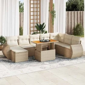 Set of garden sofas with cushions 9 pcs synthetic rattan beige by , Garden sets - Ref: Foro24-3327299, Price: 678,00 €, Disco...