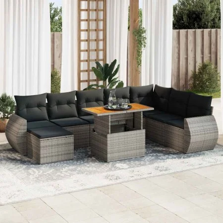 Set Gartensofas mit Kissen 9 Stück synthetisches Rattangrau von , Gartensets - Ref: Foro24-3327301, Preis: 591,12 €, Rabatt: %