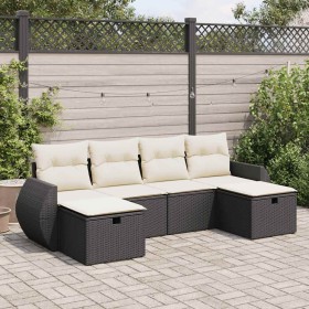 Set aus 6-teiligen Gartensofas und Kissen Kunstrattan schwarz von , Gartensets - Ref: Foro24-3325622, Preis: 362,83 €, Rabatt: %
