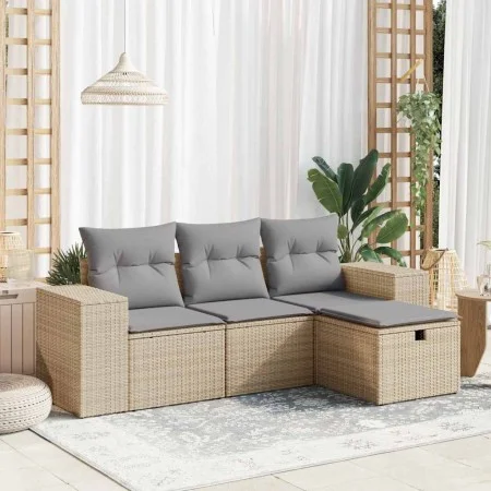 Set of garden sofas with cushions 4 pcs synthetic rattan beige by , Garden sets - Ref: Foro24-3325655, Price: 299,92 €, Disco...