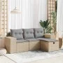 Set of garden sofas with cushions 4 pcs synthetic rattan beige by , Garden sets - Ref: Foro24-3325655, Price: 299,92 €, Disco...