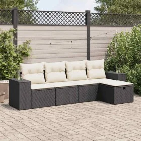 5 pcs garden furniture set and cushions synthetic rattan black by , Garden sets - Ref: Foro24-3325662, Price: 319,88 €, Disco...
