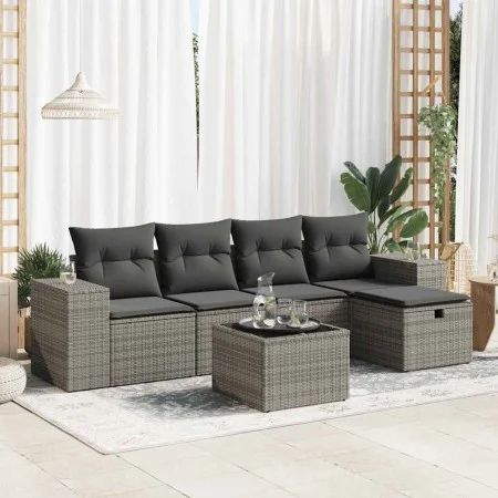 Set de muebles de jardín 6 pzas y cojines ratán sintético gris de , Conjuntos de jardín - Ref: Foro24-3325676, Precio: 373,89...