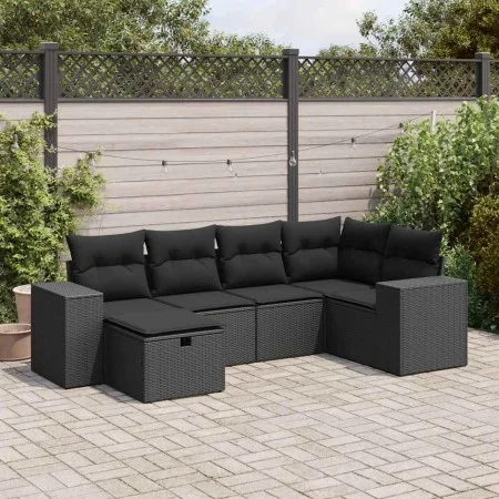 Set de sofás de jardín 6 piezas y cojines ratán sintético negro de , Conjuntos de jardín - Ref: Foro24-3325681, Precio: 427,8...