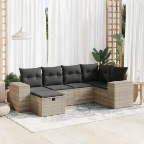 Set of 6 garden sofas and cushions synthetic rattan gray by , Garden sets - Ref: Foro24-3325688, Price: 439,99 €, Discount: %