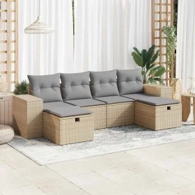 Set Gartensofas mit Kissen 6 Stück synthetisches Rattan beige von , Gartensets - Ref: Foro24-3325725, Preis: 404,94 €, Rabatt: %