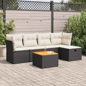 Set de sofás de jardín 6 piezas y cojines ratán sintético negro de , Conjuntos de jardín - Ref: Foro24-3325752, Precio: 332,8...