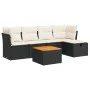 Set of 6-piece garden sofas and cushions synthetic rattan black by , Garden sets - Ref: Foro24-3325752, Price: 332,82 €, Disc...