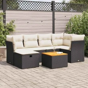 Set of 7 garden sofas with cushions synthetic rattan black by , Garden sets - Ref: Foro24-3325759, Price: 410,61 €, Discount: %