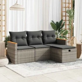 Set de sofás de jardín 4 pzas y cojines ratán sintético gris by , Garden sets - Ref: Foro24-3325896, Price: 244,58 €, Discoun...