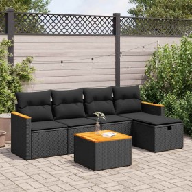 Set de sofás de jardín 6 piezas y cojines ratán sintético negro von , Gartensets - Ref: Foro24-3325905, Preis: 390,14 €, Raba...