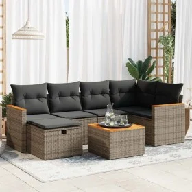 Set of 7 garden sofas with cushions synthetic rattan gray by , Garden sets - Ref: Foro24-3325924, Price: 412,40 €, Discount: %