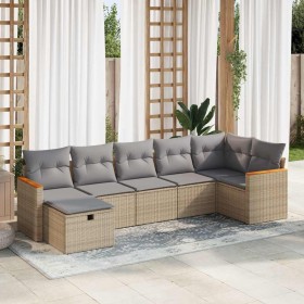 Set of 7-piece garden sofas and cushions synthetic rattan beige by , Garden sets - Ref: Foro24-3325930, Price: 445,96 €, Disc...