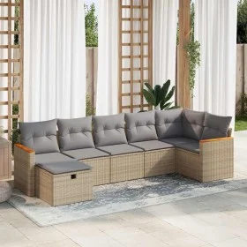 Set of 7-piece garden sofas and cushions synthetic rattan beige by , Garden sets - Ref: Foro24-3325930, Price: 439,23 €, Disc...