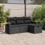Juego de sofás jardín 4 pzas con cojines ratán sintético negro by , Garden sets - Ref: Foro24-3325947, Price: 304,29 €, Disco...