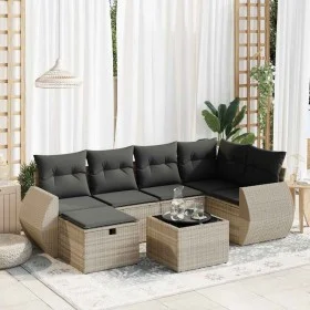Set de sofás de jardín 7 pzas con cojines ratán PE gris claro de , Conjuntos de jardín - Ref: Foro24-3325598, Precio: 491,37 ...