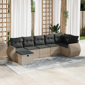 Set mit 7 Gartensofas mit Kissen PE Rattan hellgrau von , Gartensets - Ref: Foro24-3325608, Preis: 505,20 €, Rabatt: %