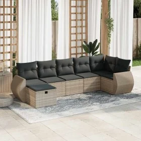 Set mit 7 Gartensofas mit Kissen PE Rattan hellgrau von , Gartensets - Ref: Foro24-3325608, Preis: 515,48 €, Rabatt: %