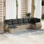 Set de sofás de jardín 7 pzas con cojines ratán PE gris claro de , Conjuntos de jardín - Ref: Foro24-3325608, Precio: 516,43 ...