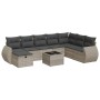 9-teiliges Gartenmöbel-Set und Kissen synthetisches Rattan hellgrau von , Gartensets - Ref: Foro24-3325648, Preis: 600,34 €, ...