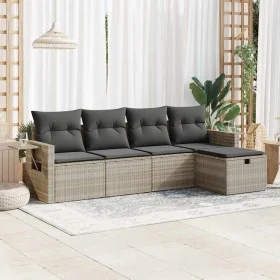 Set of garden sofas and cushions 5 pcs synthetic rattan light gray by , Garden sets - Ref: Foro24-3325468, Price: 334,90 €, D...